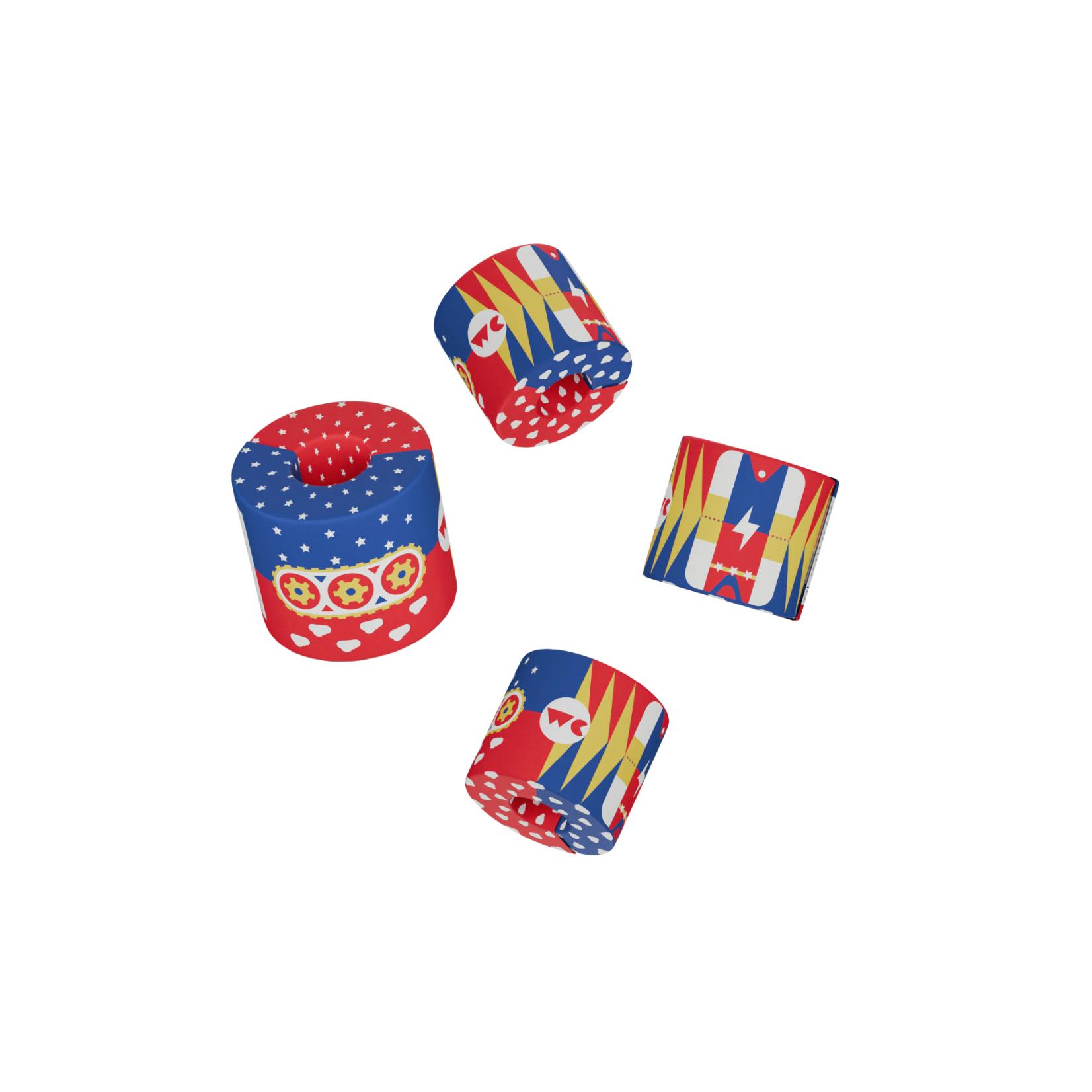 WC 100% Recycled Toilet Paper 4 red Blue yellow