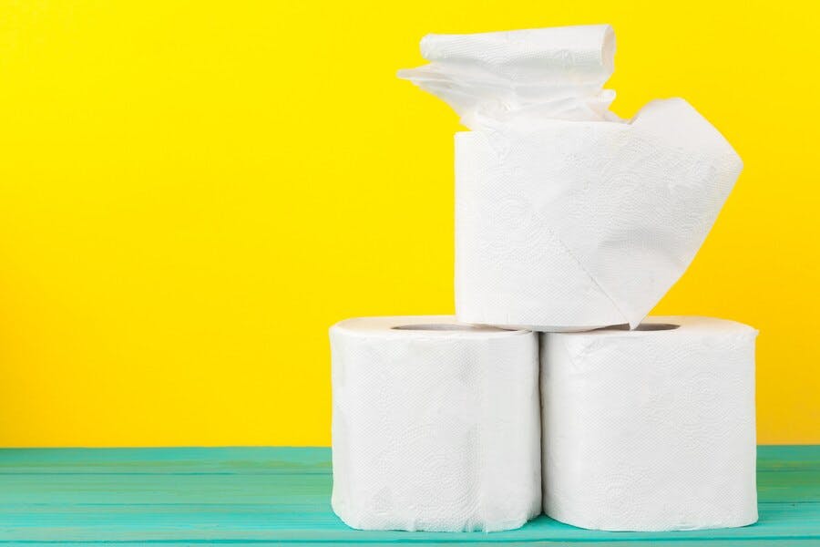 toilet-paper-stacks-bright-yellow